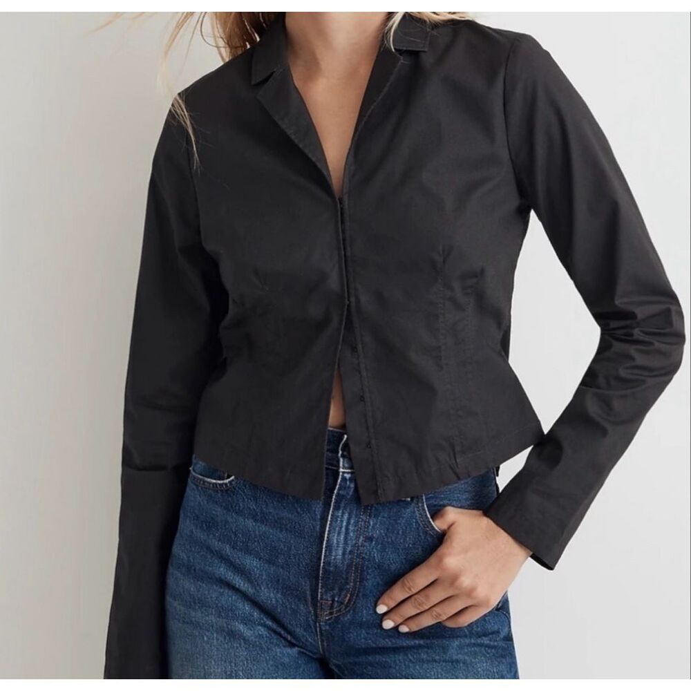 Madewell Poplin Hook-Front Shrunken Shirt NWT size 00
